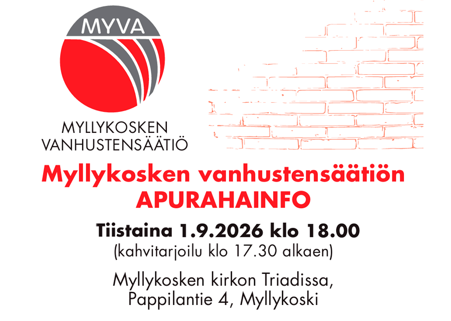 Myllykosken vanhustensäätiön Apurahainfo 1.9.2026 klo 18.00
